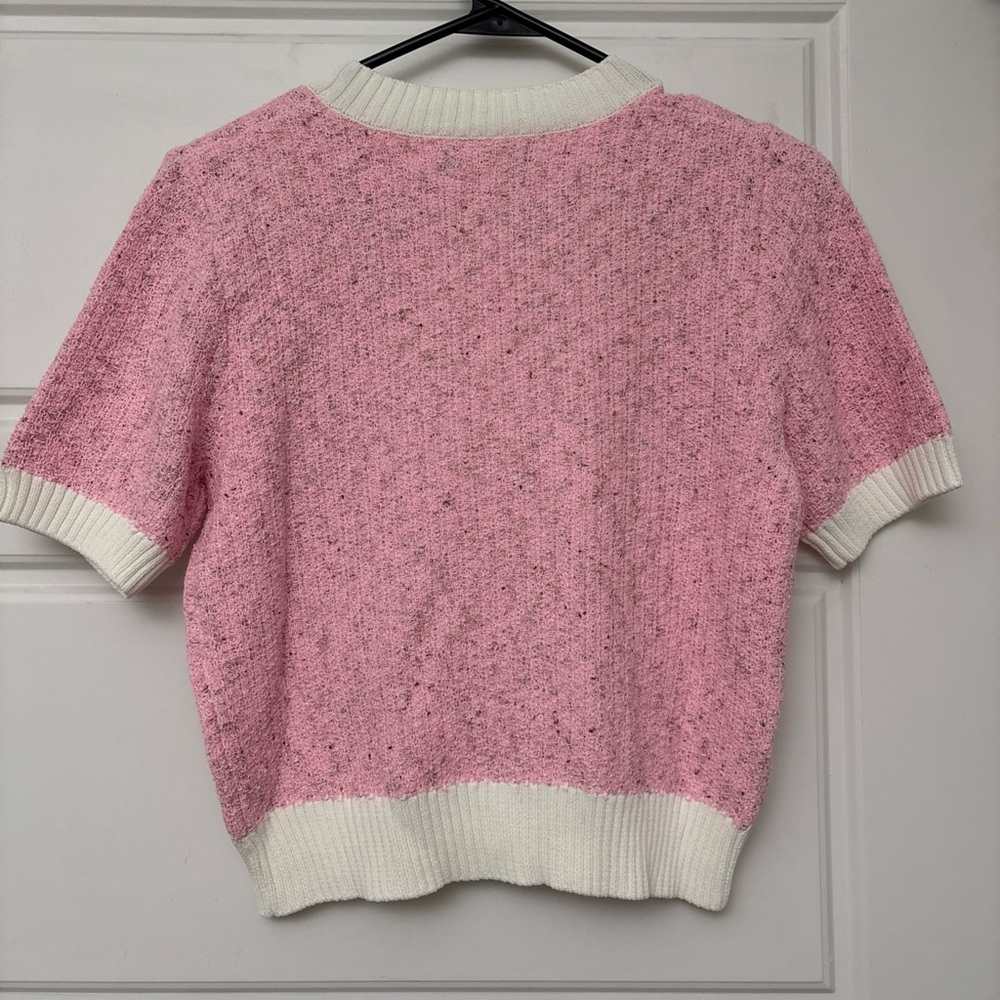 Urban Revivo Button Down Cardigan Pink Sweater Pearl Gold US Women’s Sz 4 NEW - Picture 2 of 4